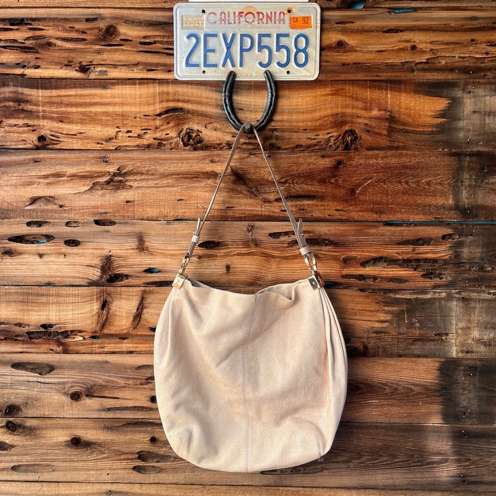 COLE HAAN | Faux Snakeskin Tan Cream Shoulder Hobo Bag